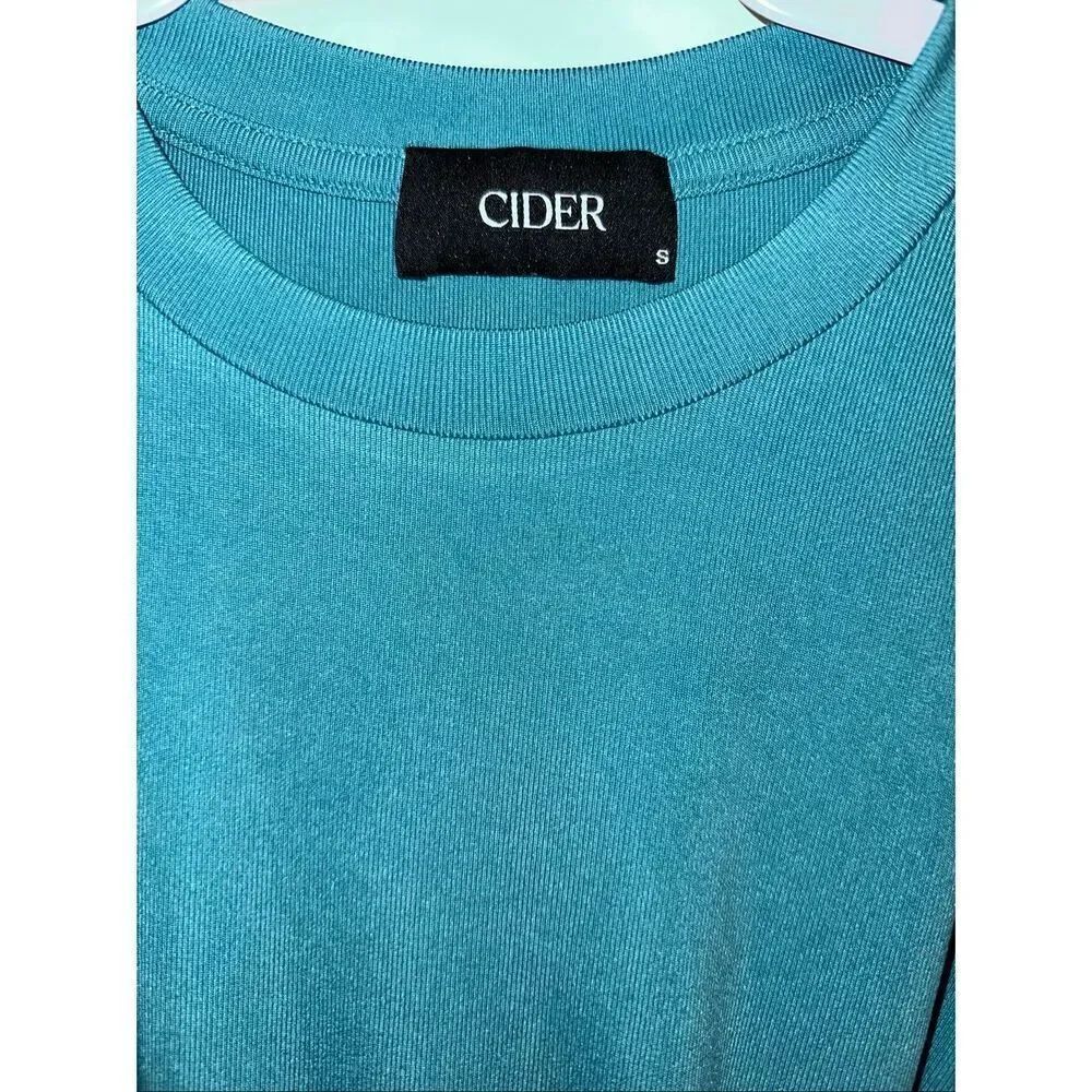 Cider Knotted Solid Crop Top – Teal, Women’s Size Small - Picture 2 of 7